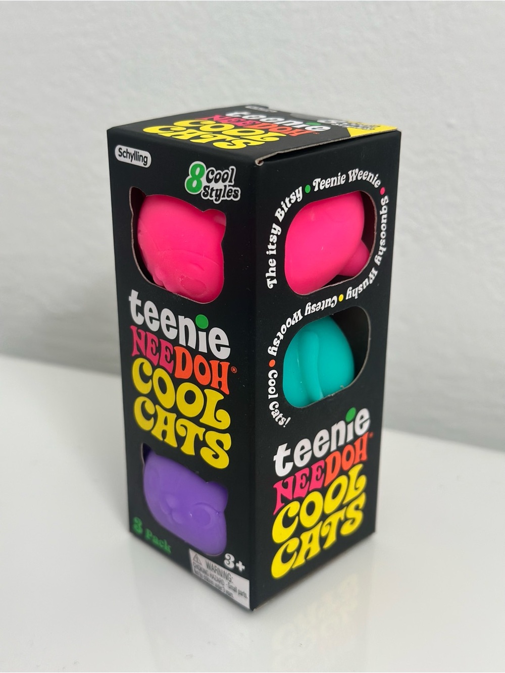 Teenie NeeDoh Cool Cats 3-Pack Sensory Squeezers - Pink, Teal, Purple